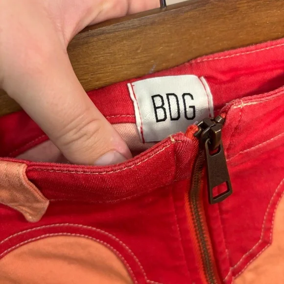 Urban Outfitters BDG Western Cowgirl Orange Red Mini Skirt Size S - Picture 7 of 10